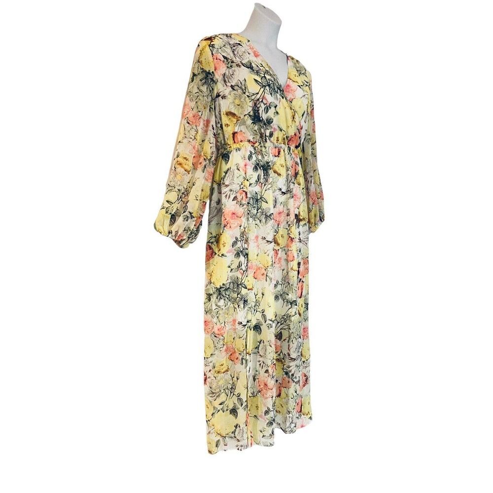INC White Floral Chiffon Slitted Wrap Cruise Brunch Church Summer Maxi Dress. 2X - Picture 6 of 13